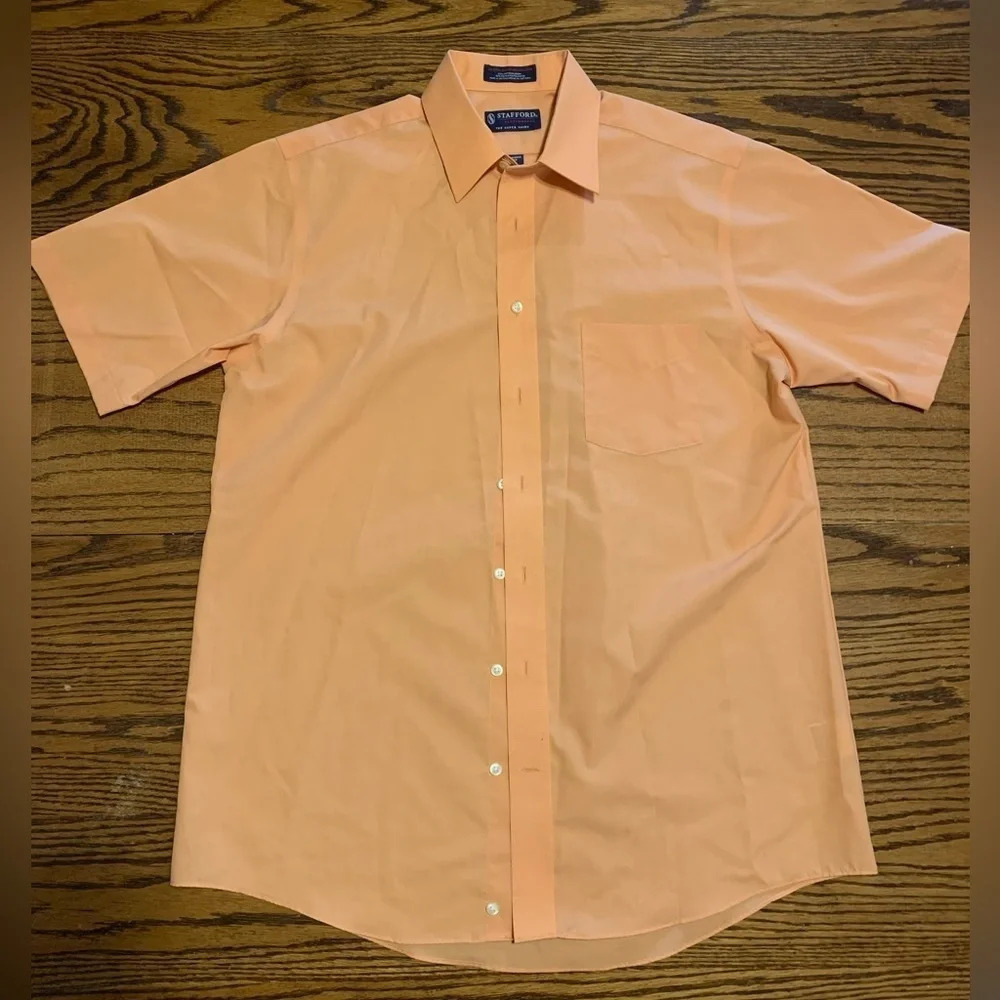 Stafford Classic Fit men’s button up short sleeve dress shirt size 16